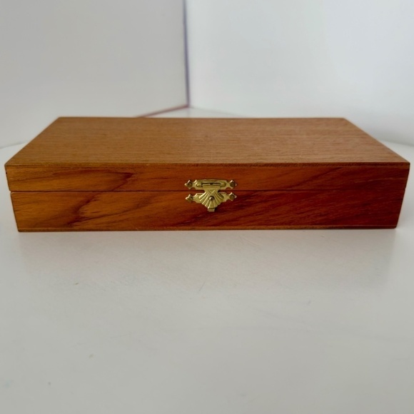 Jean-Claude Mid Century Rosewood and Bronze 6 Steak Knives New in Wooden Box - Picture 4 of 5